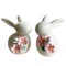 Basuo-9Q Set of Mini Ceramic Rabbit Figurines, Porcelain Easter Bunny Decorations for Home, Tabletop Ornament, Tea Ceremony Pet (2-Flower)